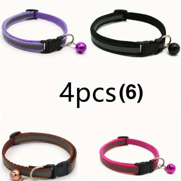 Brand New Reflective Pet Collar with Bell for Cats and Dogs (4 pcs) - Picture 9 of 16